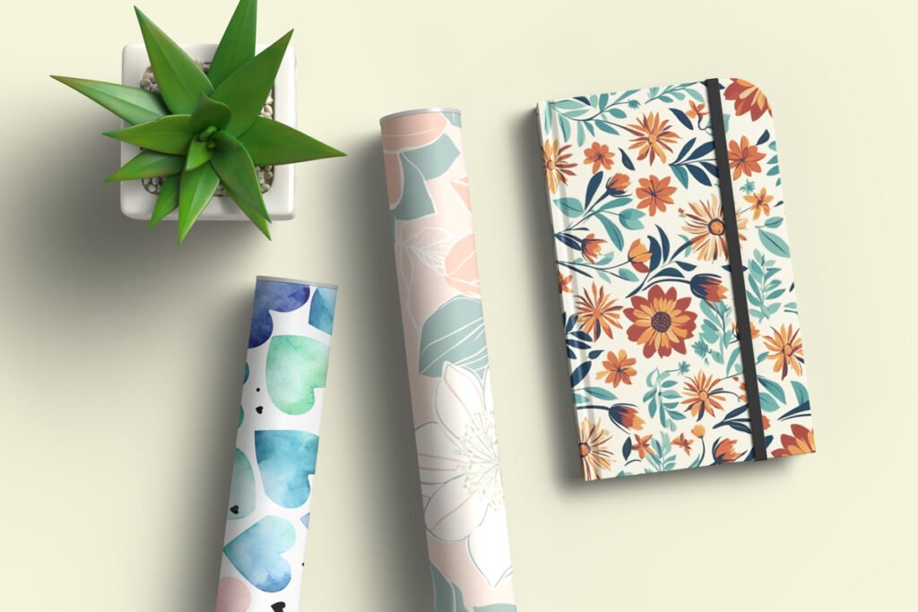 Notebook and Paper Roll Pattern Mockup - Rami's Design