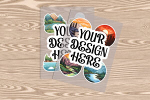 Realistic transparent sheets stickers mockup