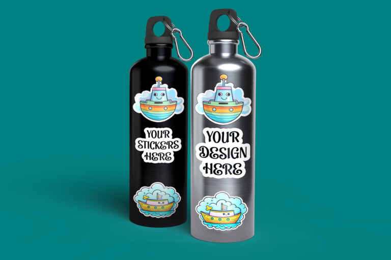 Realistic water bottle label sticker mockup - Rami's Design