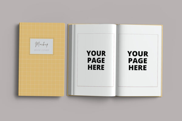 5x8 Open and Closed Hardcover Book Mockup