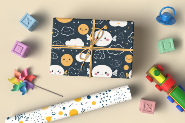 Adorable Baby Gift Wrap Paper Mockup