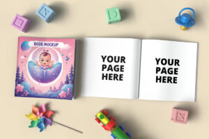 Adorable Baby Open & Closed Book Mockup