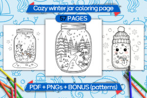 Cozy Winter Jar Coloring Page