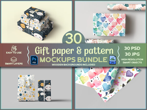 Gift paper mockup bundle