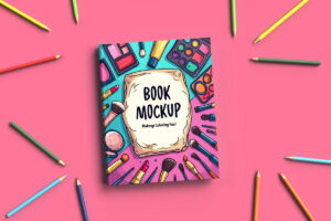 Hardcover Coloring Book Cover Mockup