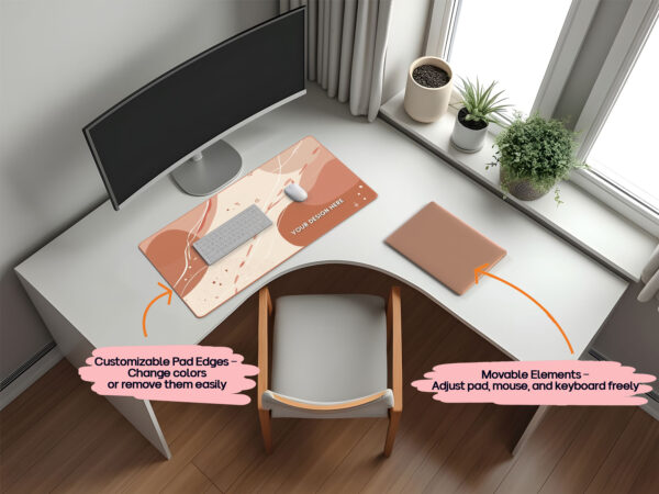 Office desk mat PSD mockup