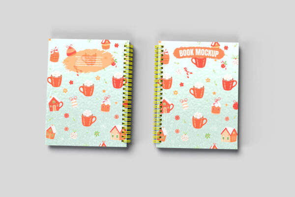 front and back 8.5x11 spiral notebook mockup