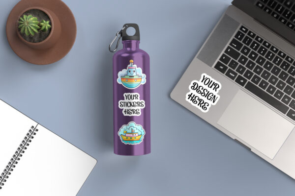 Stainless Steel Water Bottle Sticker Mockup
