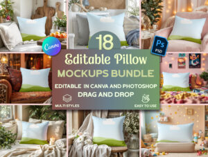 Editable Pillow mockup bundle
