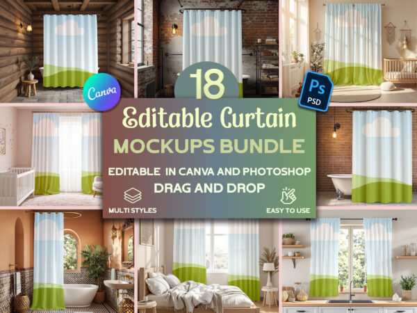 Editable curtain mockup bundle