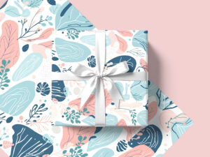 Gift box and flat paper mockup