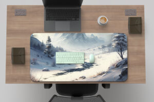 Top view desk pad mockup PSD